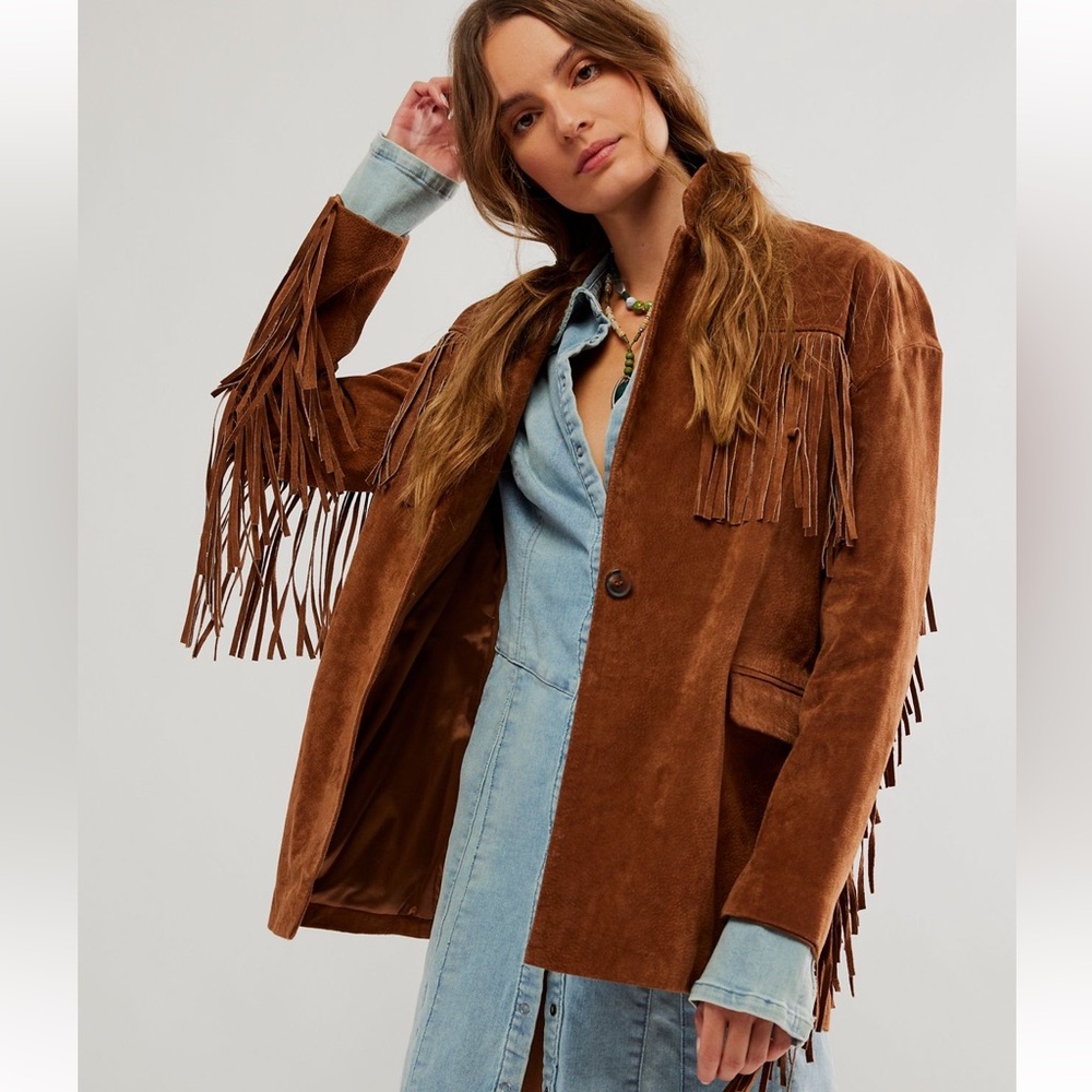 NWT Genuine Leather Fringe Jacket